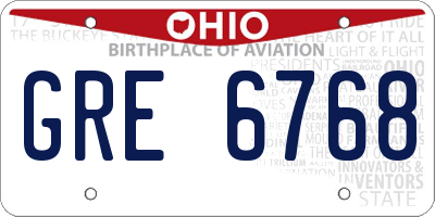OH license plate GRE6768