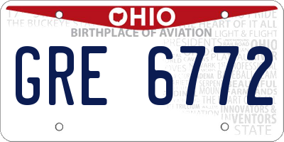 OH license plate GRE6772