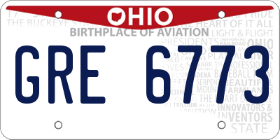 OH license plate GRE6773