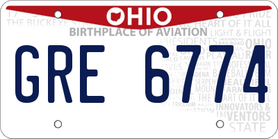 OH license plate GRE6774