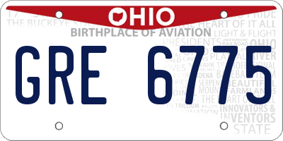 OH license plate GRE6775