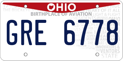 OH license plate GRE6778
