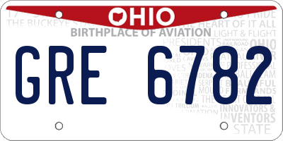 OH license plate GRE6782