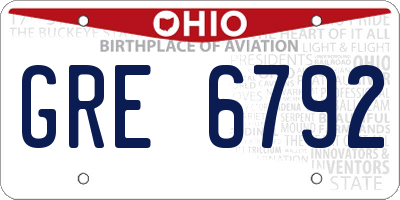 OH license plate GRE6792