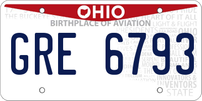 OH license plate GRE6793