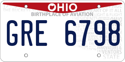 OH license plate GRE6798