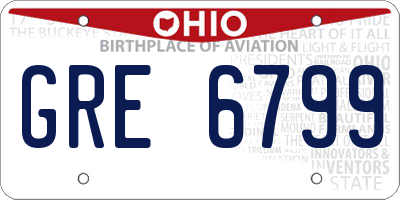 OH license plate GRE6799
