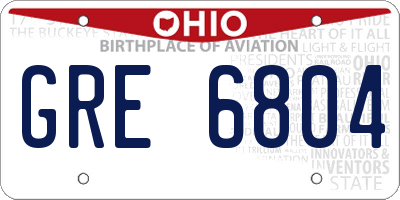 OH license plate GRE6804