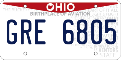 OH license plate GRE6805