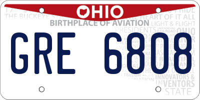 OH license plate GRE6808