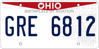 OH license plate GRE6812