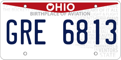 OH license plate GRE6813