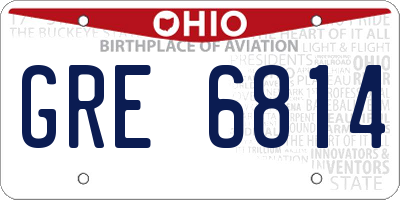 OH license plate GRE6814