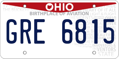 OH license plate GRE6815