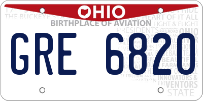 OH license plate GRE6820
