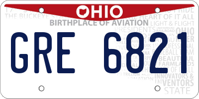 OH license plate GRE6821
