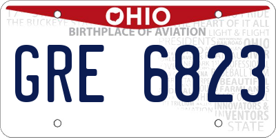 OH license plate GRE6823