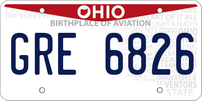OH license plate GRE6826