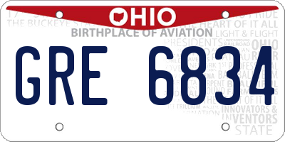 OH license plate GRE6834