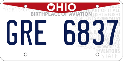 OH license plate GRE6837