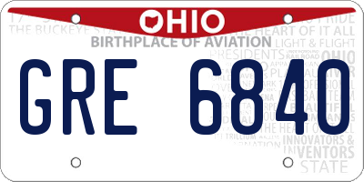 OH license plate GRE6840