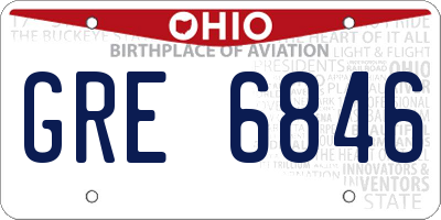 OH license plate GRE6846