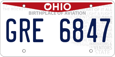 OH license plate GRE6847