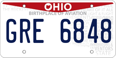 OH license plate GRE6848