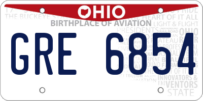 OH license plate GRE6854