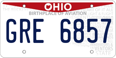 OH license plate GRE6857