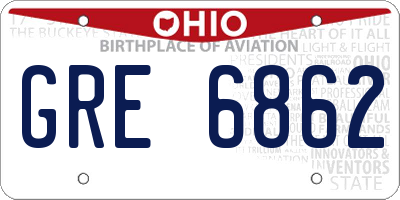 OH license plate GRE6862