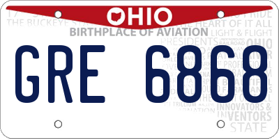 OH license plate GRE6868