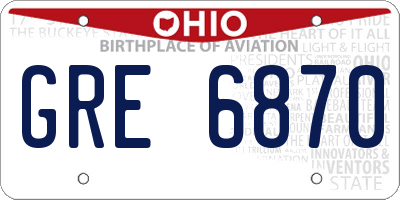 OH license plate GRE6870