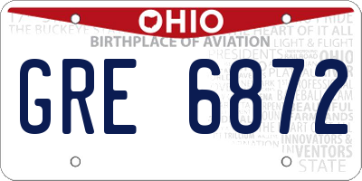 OH license plate GRE6872