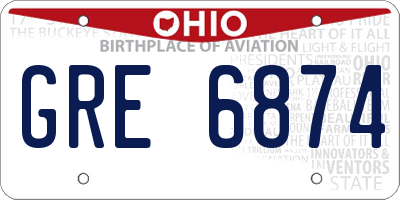 OH license plate GRE6874