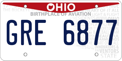 OH license plate GRE6877