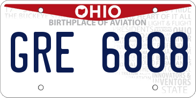 OH license plate GRE6888
