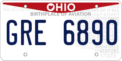 OH license plate GRE6890