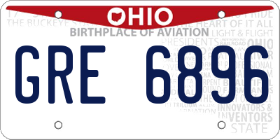 OH license plate GRE6896