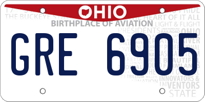OH license plate GRE6905