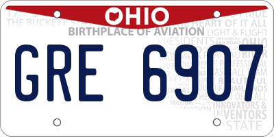 OH license plate GRE6907