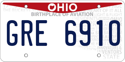 OH license plate GRE6910