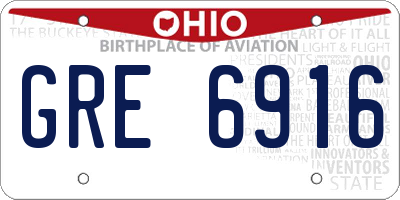 OH license plate GRE6916