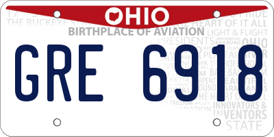 OH license plate GRE6918