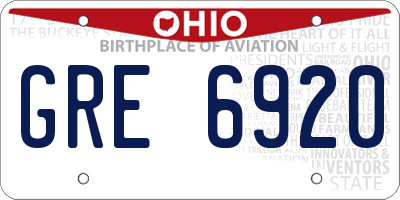 OH license plate GRE6920