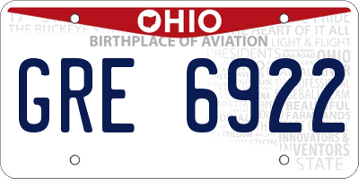 OH license plate GRE6922