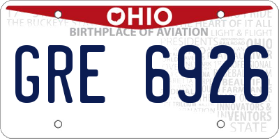 OH license plate GRE6926