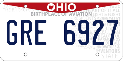 OH license plate GRE6927