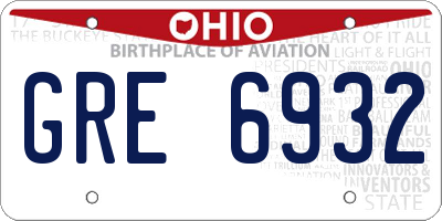 OH license plate GRE6932