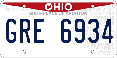 OH license plate GRE6934